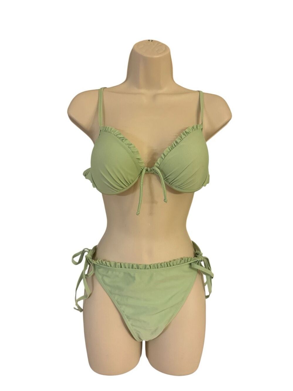 Go Coco Mint Green Ruffle Trim Bikini Size Medium